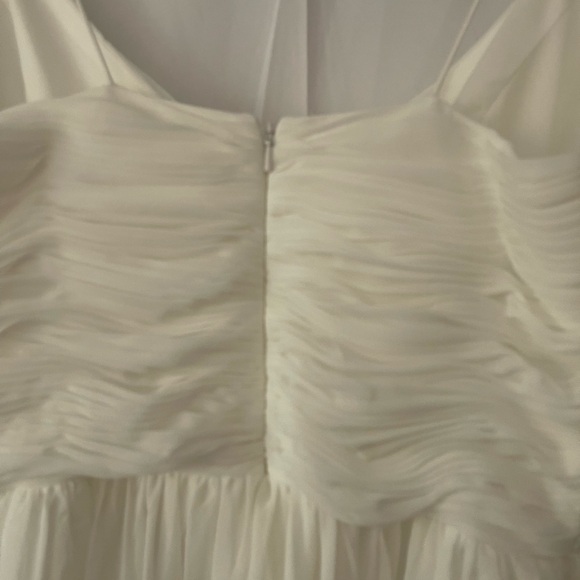 Ieena for Mac Duggal White Faux Wrap Sleeveless Flowy Midi Dress - Picture 7 of 10